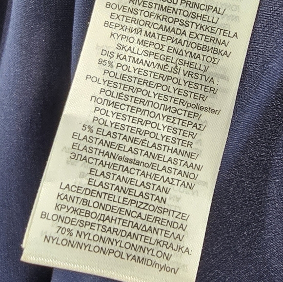 LRL Ralph Lauren Dress Women 18 1X Navy Ponte Lace Faux Wrap Plunge Ruched - Picture 9 of 14